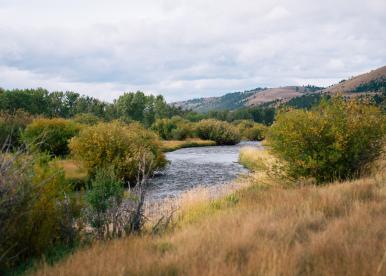 a river runs through a ranch