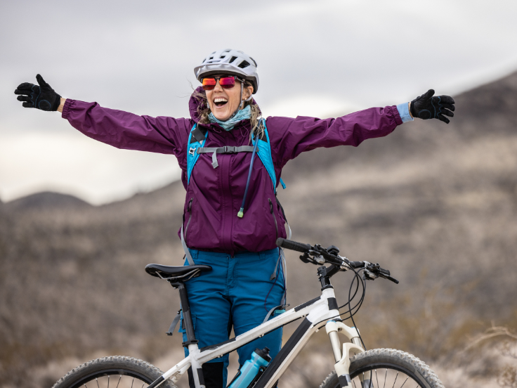 women excited to to be mountain biking