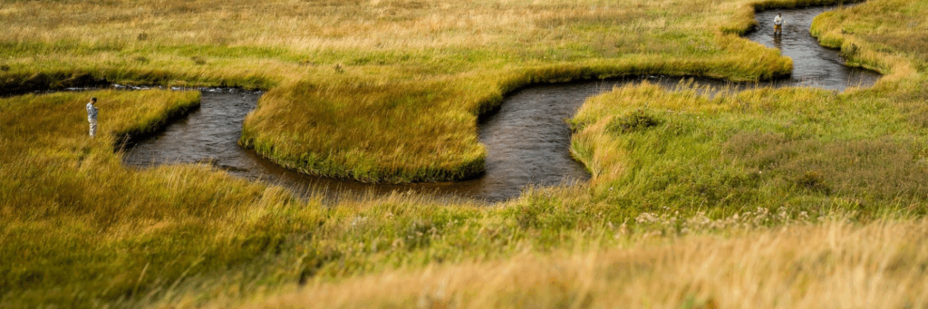 aerial view of rock creek in montana