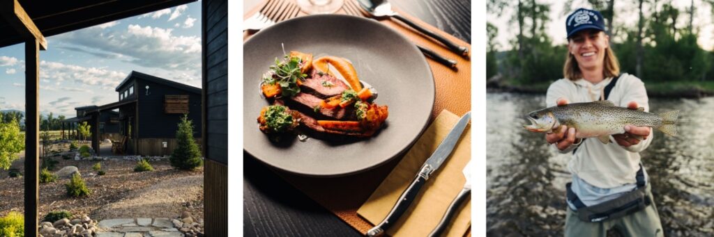 a series of photos of an all inclusive guest ranch