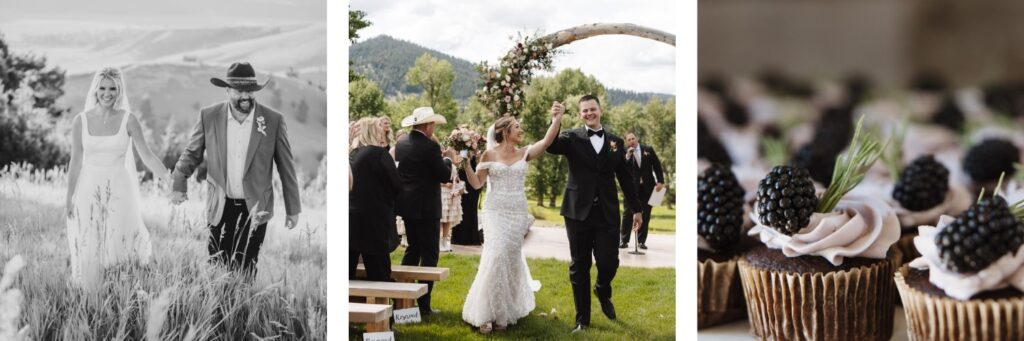 a series of wedding photos