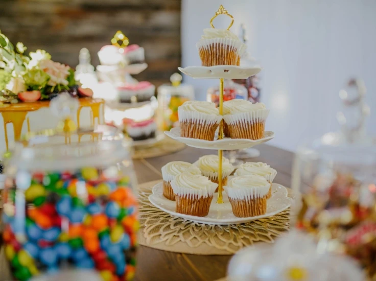 a table with decorative food