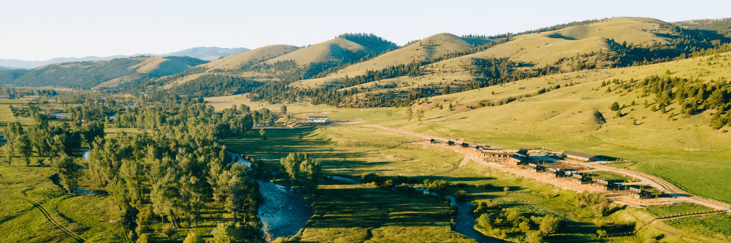 an aerial view of the Meadows on Rock Creek, a great midway stop on a montana road trip from yellowstone to glacier national park
